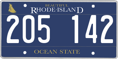 RI license plate 205142