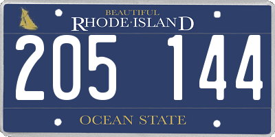 RI license plate 205144