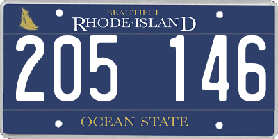 RI license plate 205146