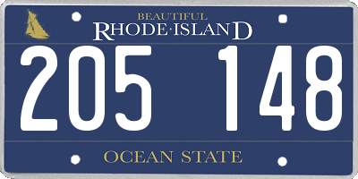 RI license plate 205148