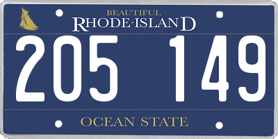 RI license plate 205149