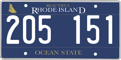 RI license plate 205151