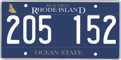 RI license plate 205152