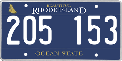 RI license plate 205153