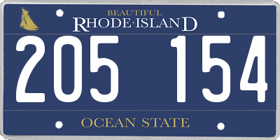 RI license plate 205154