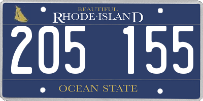 RI license plate 205155