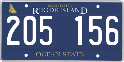 RI license plate 205156