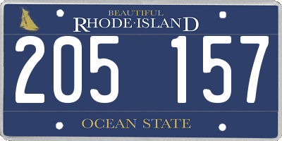 RI license plate 205157