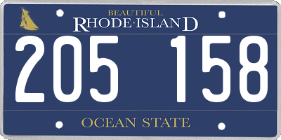 RI license plate 205158