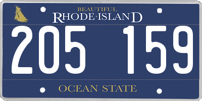 RI license plate 205159