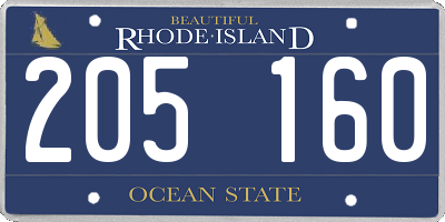 RI license plate 205160