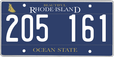 RI license plate 205161