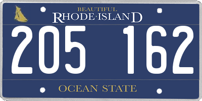 RI license plate 205162