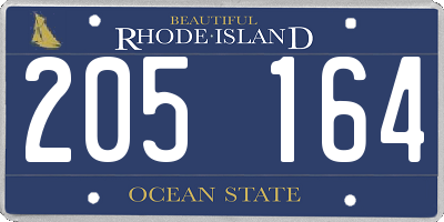 RI license plate 205164