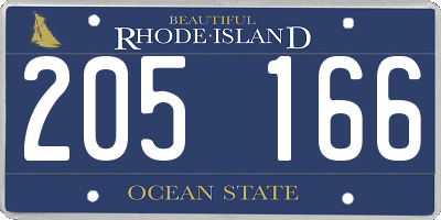RI license plate 205166