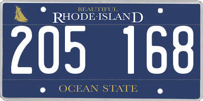 RI license plate 205168