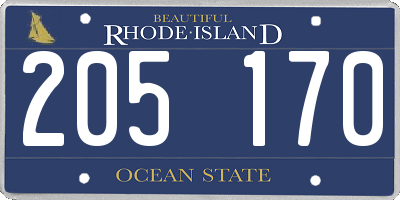 RI license plate 205170