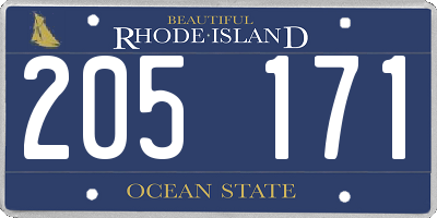 RI license plate 205171