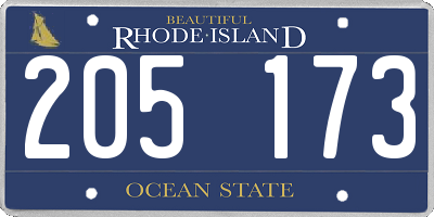 RI license plate 205173