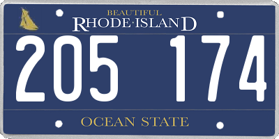 RI license plate 205174