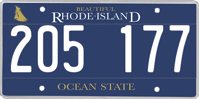 RI license plate 205177