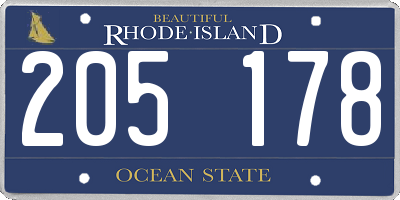 RI license plate 205178