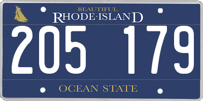 RI license plate 205179