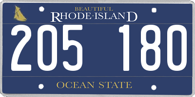RI license plate 205180