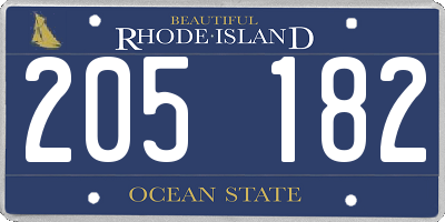 RI license plate 205182