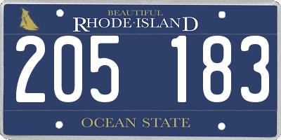 RI license plate 205183