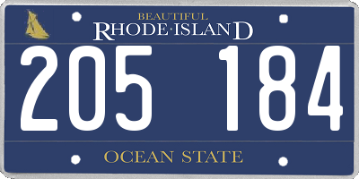 RI license plate 205184