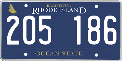 RI license plate 205186