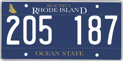RI license plate 205187