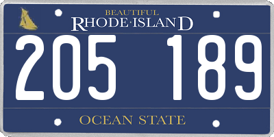 RI license plate 205189