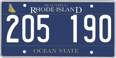 RI license plate 205190
