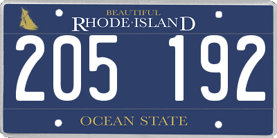 RI license plate 205192