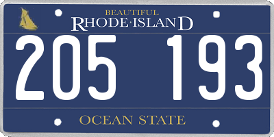RI license plate 205193