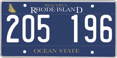 RI license plate 205196