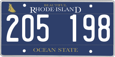 RI license plate 205198