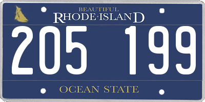 RI license plate 205199