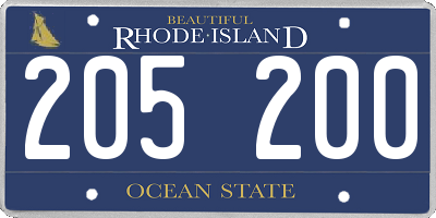 RI license plate 205200