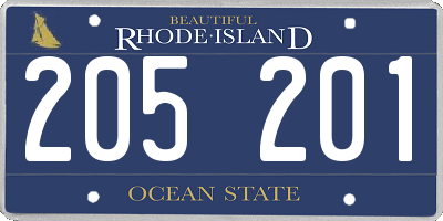 RI license plate 205201