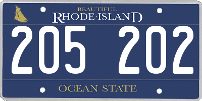 RI license plate 205202