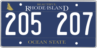 RI license plate 205207