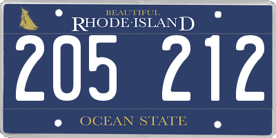 RI license plate 205212