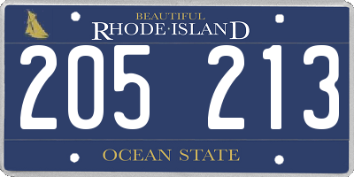 RI license plate 205213