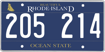 RI license plate 205214