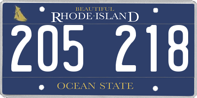 RI license plate 205218