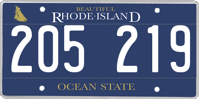 RI license plate 205219