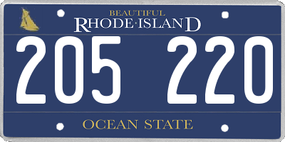 RI license plate 205220